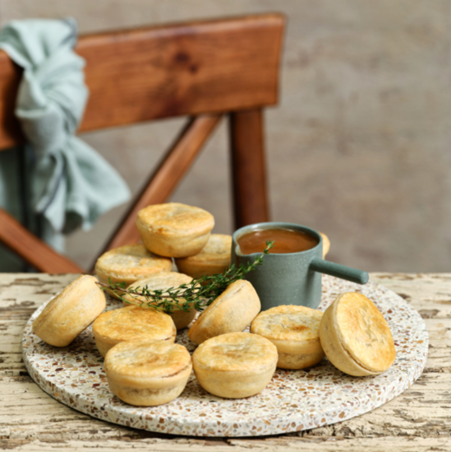 Boscastle Aussie Beef Party Pies with Mushroom Gravy Foodservice