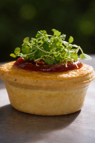 Boscastle Angus Beef Pie with Tomato Chutney and Fresh Parsley