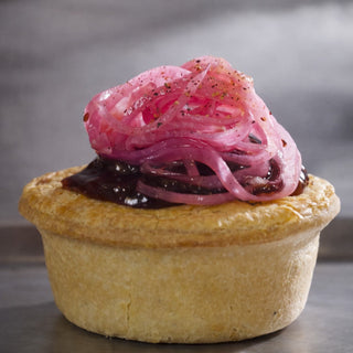 Boscastle Angus Beef Pie with Beetroot Jam and Pickled Onions