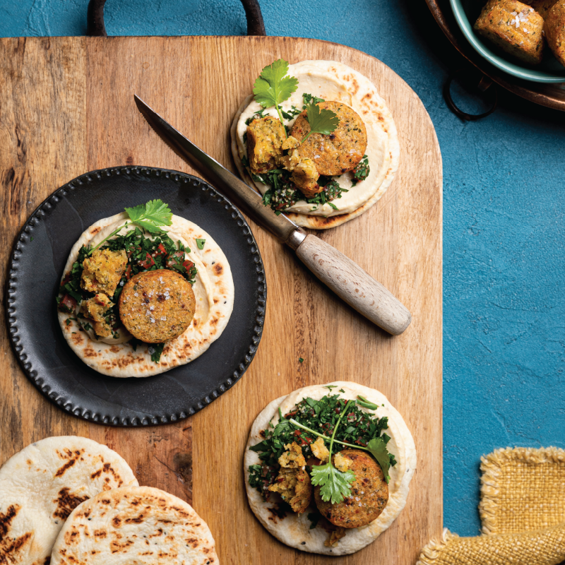 Mini Flatbreads with Leader Falafel Bites Foodservice Patties Food