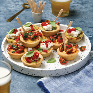 Patties Quiche Lorraine and Spinach and Feta Quiches with Tomato Toppers