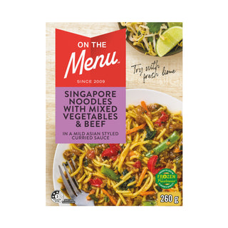 On The Menu Singapore Noodles with Mixed Vegetables & Beef